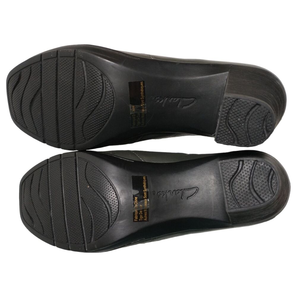 Clarks Womens Bendables Gray Leather Size 8.5M Thoughtful Q Comfort Block Heels - Picture 8 of 9